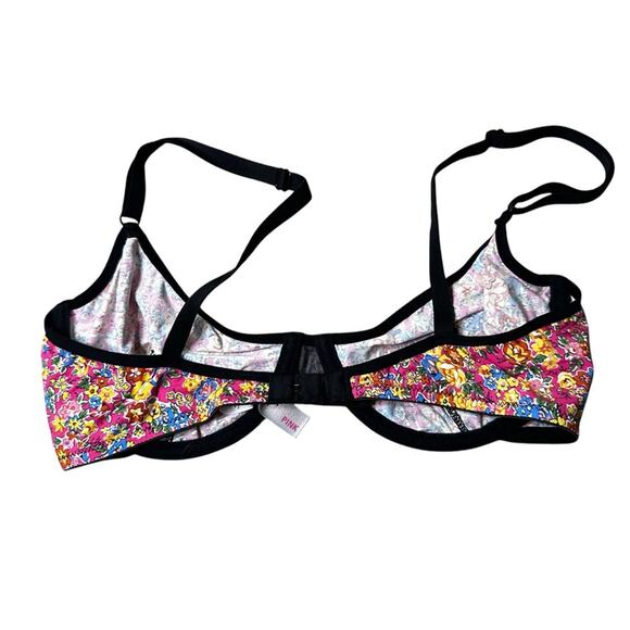 VICTORIA’S SECRET PINK Collection Balconette Bra floral print satin Size 34C - Picture 2 of 7